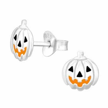 Boucle d'oreille citrouille d'halloween en argent