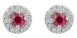 Mon-bijou - D1006 - Boucle d'oreille diamant et rubis sur or blanc 375