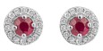 Boucle d'oreille diamant et rubis en or blanc 375