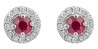 Boucle d'oreille diamant et rubis en or blanc 375