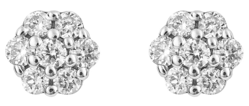 Mon-bijou - D1010 - Boucle d'oreille diamant sur Or blanc 375