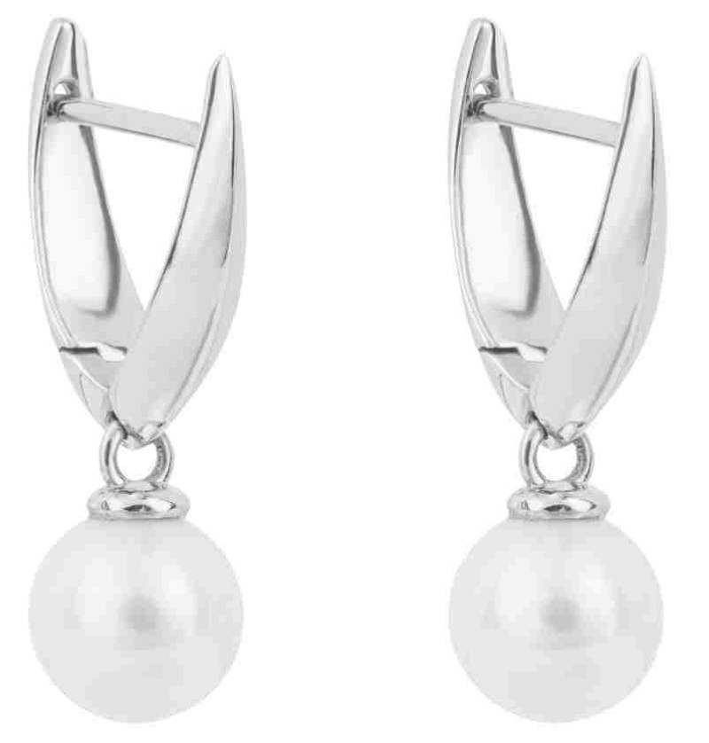 Mon-bijou - D1025 - Boucle d'oreille perle en or blanc 375