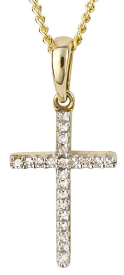 Mon-bijou - D1004 - Collier croix diamant sur or 375