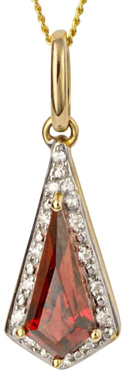 Mon-bijou - D1065 - Collier grenat rouge et diamant sur or 375