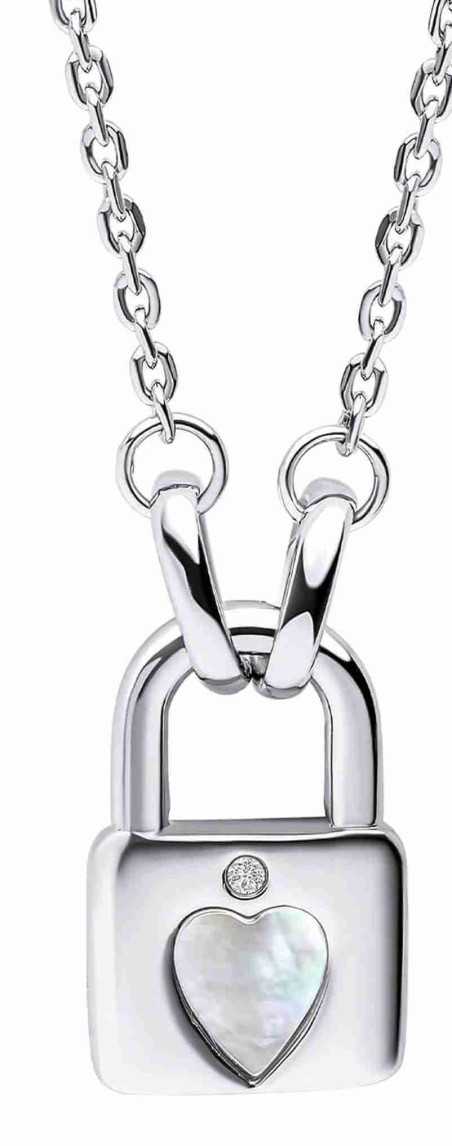 Collier cadenas cœur diamant pour enfant en argent