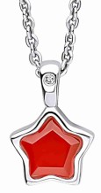 Collier étoile rouge et diamant en argent 925