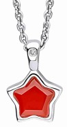 Collier étoile rouge et diamant en argent 925