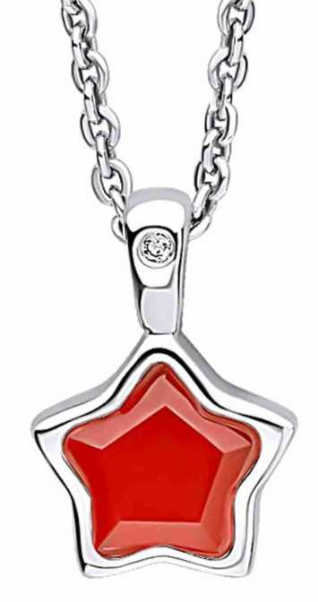 Collier étoile rouge et diamant en argent 925
