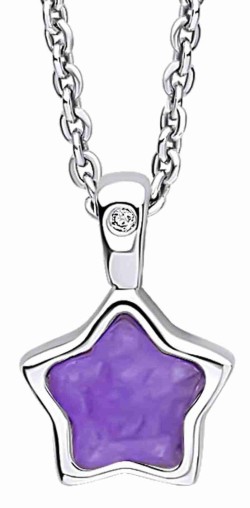 Collier étoile violet et diamant en argent