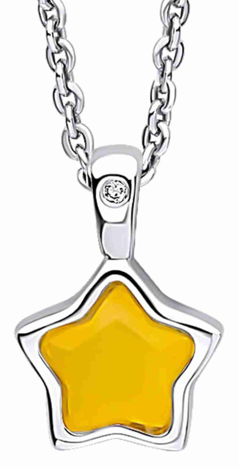 Mon-bijou - D5370a - Collier étoile jaune et diamant sur argent 925