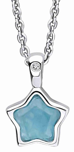 Collier étoile bleue ciel et diamant en argent 925