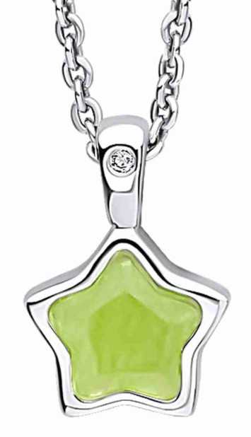 Collier étoile couleur vert pomme et diamant en argent 925