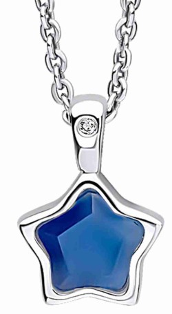 Mon-bijou - D5378a - Collier étoile couleur bleu marine et diamant sur argent 925