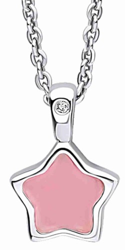 Mon-bijou - D5379a - Collier étoile couleur rose et diamant sur argent 925