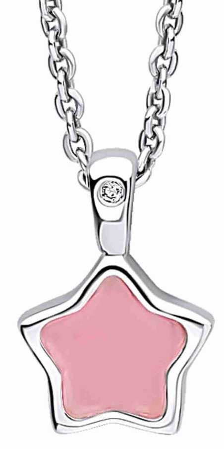 Collier étoile couleur rose et diamant en argent 925