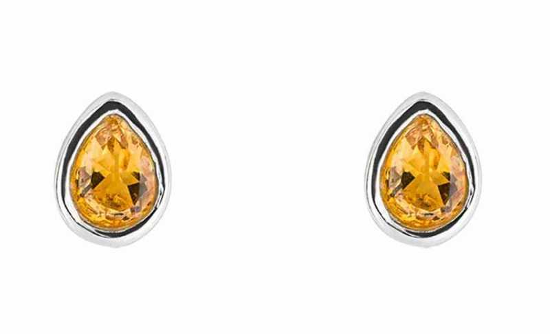 Boucle d'oreille citrine jaune en argent 925