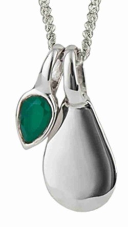 Mon-bijou - D5333 - Collier onyx vert plaqué platine de mai en argent 925