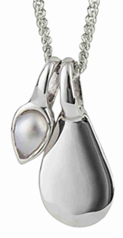 Collier Perle cabochon plaqué platine de juin en argent 925