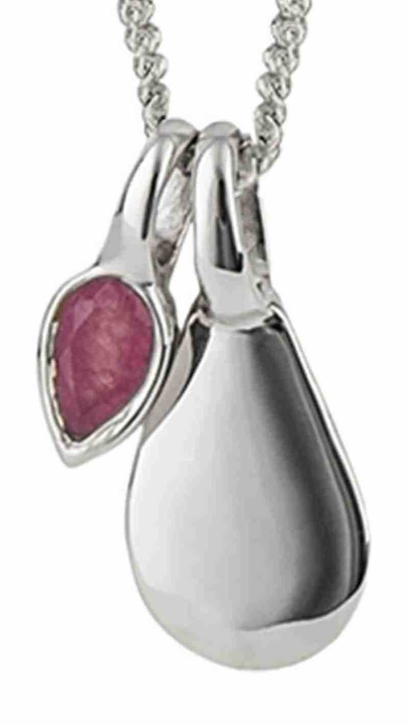 Collier quartz rose platine de juillet en argent 925