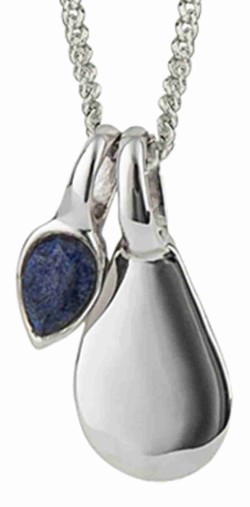 Mon-bijou - D5337 - Collier lapis lazuli plaqué platine de septembre en argent 925