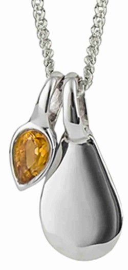 Collier citrine plaqué platine de novembre en argent 925