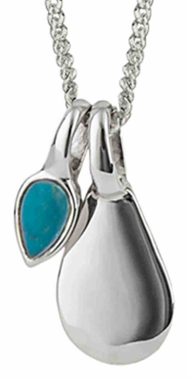 Collier turquoise plaqué platine de décembre en argent 925