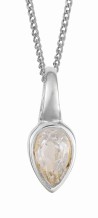 Collier topaze blanche plaqué platine d'avril en argent 925