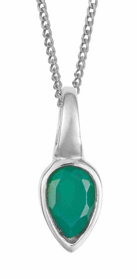 Collier onyx vert plaqué platine de mai en argent 925