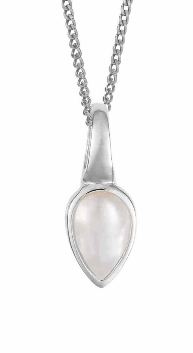 Collier Perle cabochon plaqué platine de juin en argent 925