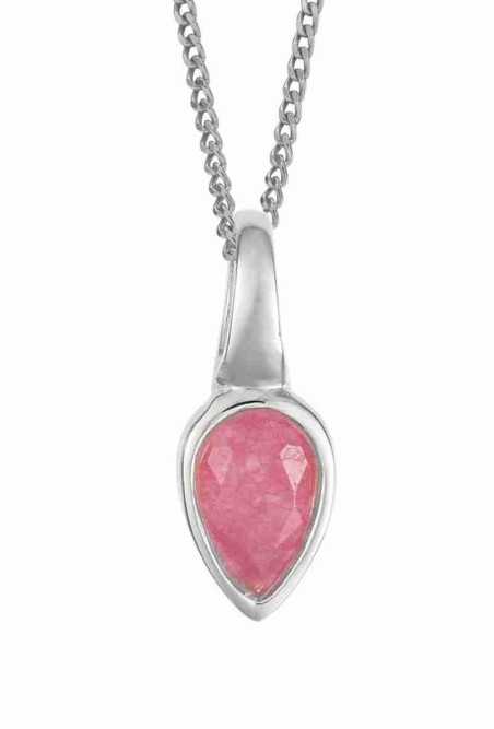 Collier quartz rose platine de juillet en argent 925