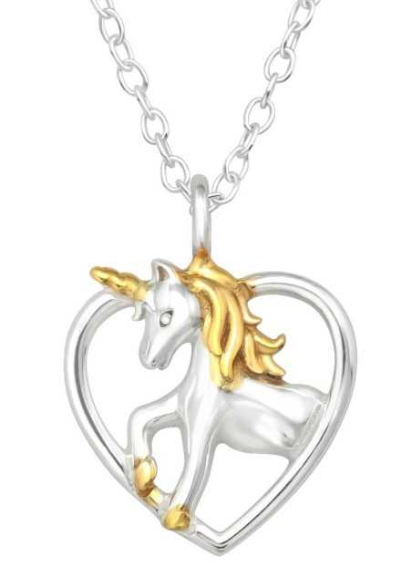 Collier licorne doré pour petite fille en argent 925