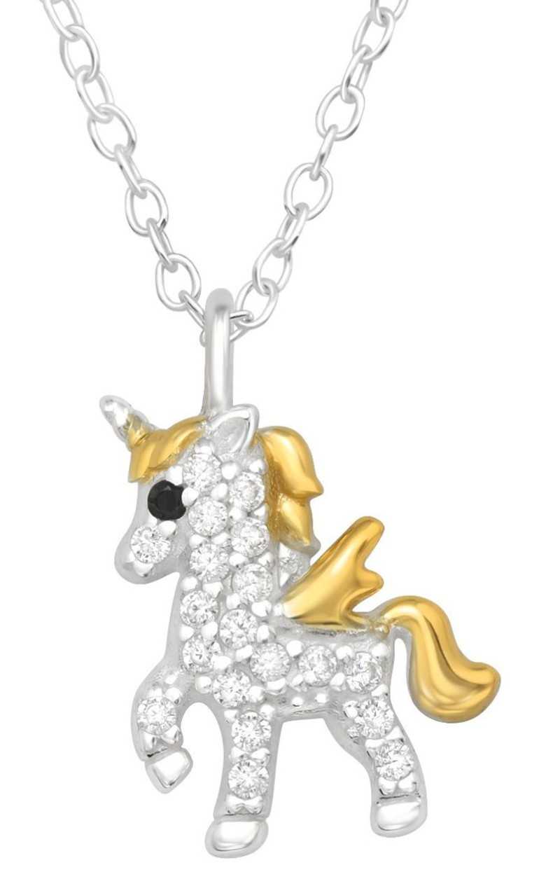 Collier licorne doré pour petite fille en argent 925