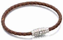 Mon-bijou - D5400 - Bracelet cuir vachette de véritable en acier inoxydable