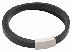 Mon-bijou - D5413 - Bracelet cuir de vachette véritable en acier inoxydable