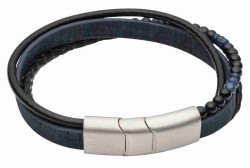 Mon-bijou - D5419 - Bracelet cuir de vachette véritable en acier inoxydable