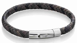 Mon-bijou - D5420a - Bracelet cuir de vachette véritable en acier inoxydable