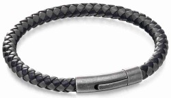 Mon-bijou - D5423a - Bracelet cuir de vachette véritable en acier inoxydable