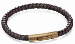 Mon-bijou - D5424a - Bracelet cuir de vachette véritable en acier inoxydable