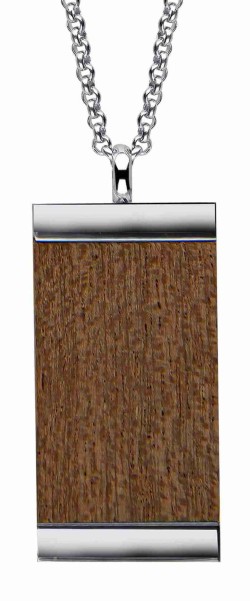 Mon-bijou - D5483 - Collier plaque en bois naturel sur acier oxydé