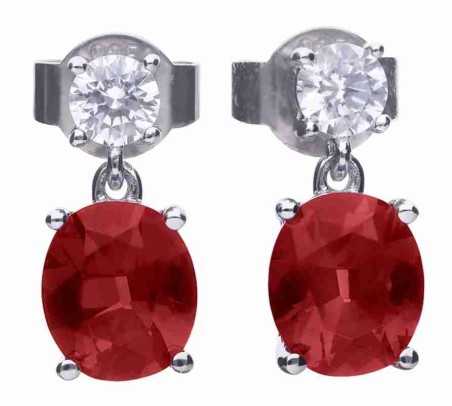 Boucle d'oreille zirconium rouge et blanc en argent 925