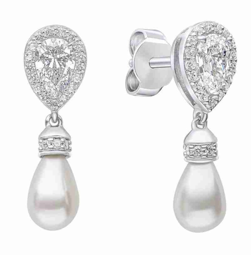 Mon-bijou - D6404 - Boucle d'oreille perle et zirconium blanc en argent 925
