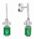 Boucle d'oreille zirconium vert et blanc en argent 925