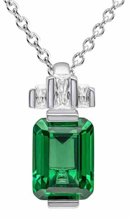 Collier zirconium vert et blanc en argent