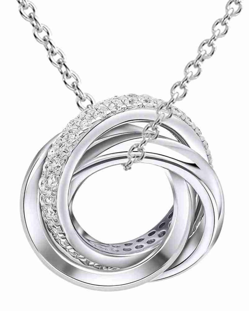 Mon-bijou - D5399a - Collier zirconium trois anneaux en anneaux en argent 925