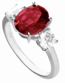 Bague zirconium rouge et blanc en argent