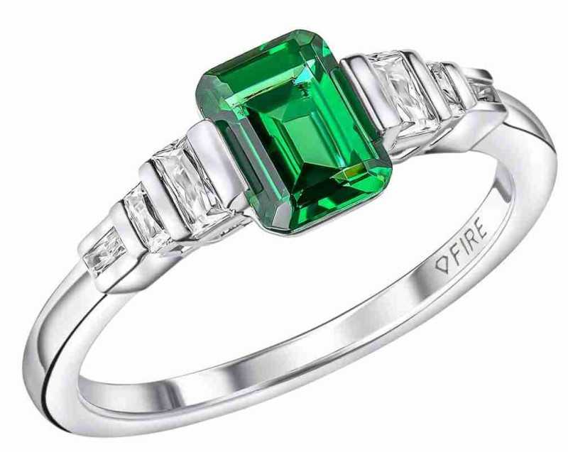 Bague zirconium vert et blanc en argent 925