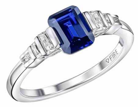 Bague zirconium bleu et blanc en argent 925