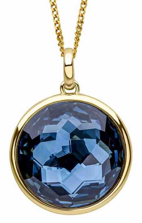 Collier cristal bleu montana plaqué or en argent 925