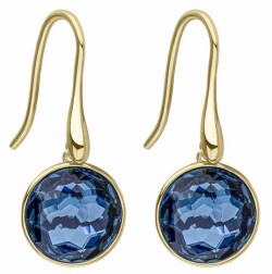 Boucle d'oreille cristal bleu montana plaqué or en argent 925