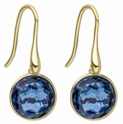 Mon-bijou - D6419 - Boucle d'oreille cristal bleu montana plaqué or en argent 925